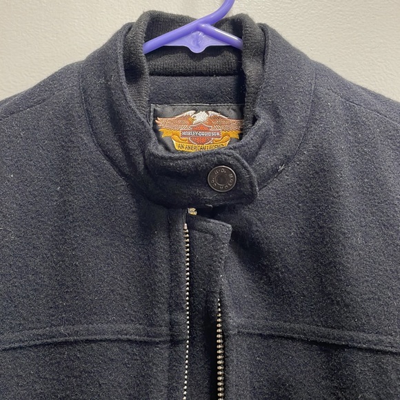 Harley Davidson Women’s Wool Bomber Jacket Black Size Small Full Zip - Picture 4 of 12